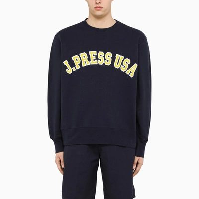 Jpress Navy Logo-print Crewneck Sweatshirt In Blue