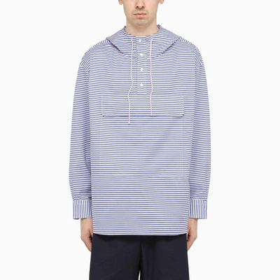 Jpress Striped Hooded Shirt In Blue