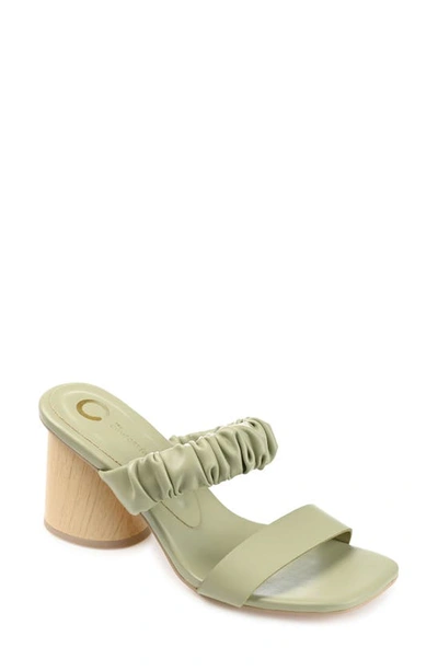 Journee Collection Open Square-toe Block Heel In Green