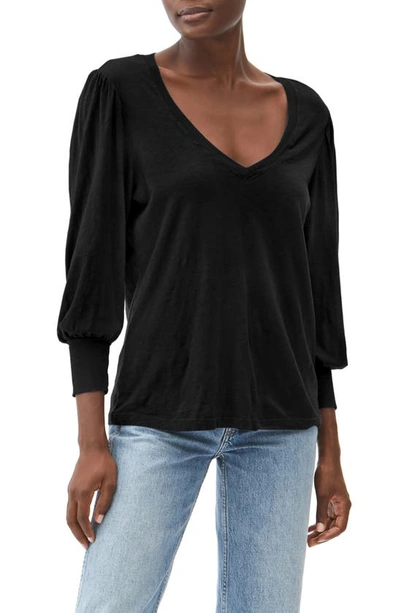 Michael Stars Nellie Puff Sleeve T-shirt In Black