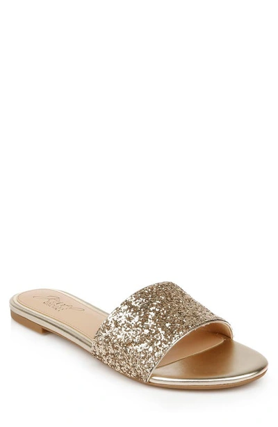 Jewel Badgley Mischka Dillian Glitter Slide Sandal In Gold Glitter