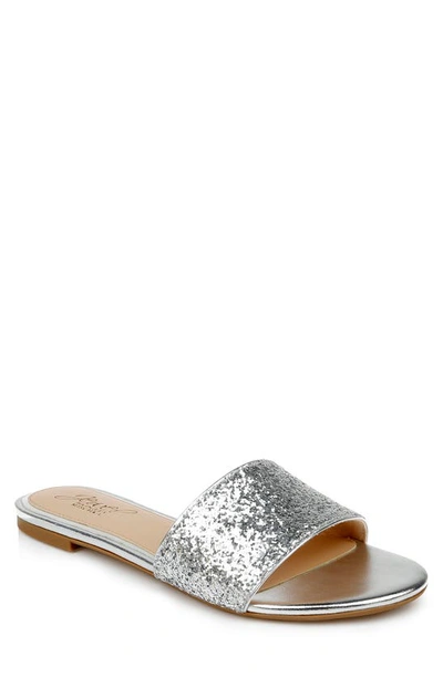 Jewel Badgley Mischka Women's Dillian Chunky Glitter Slide Evening Sandals In Silver