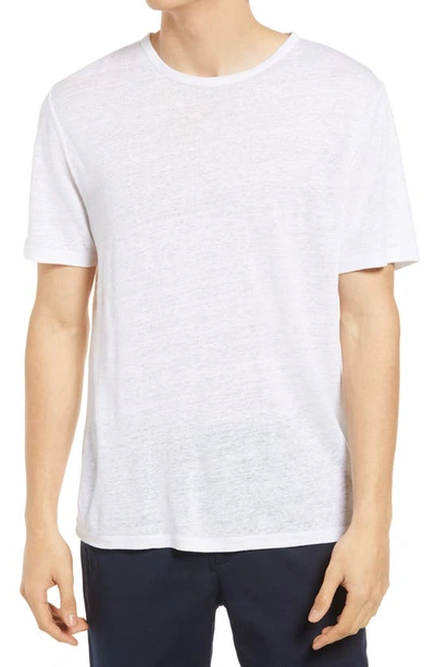 Vince Crewneck Linen T-shirt In Optic White