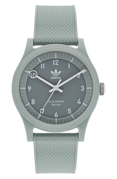 Adidas Originals Project 1 Solar-powered Resin Strap Watch In Grey