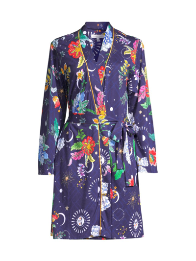 Johnny Was Aurora Borealis Floral-print Sleep Robe In Neutral