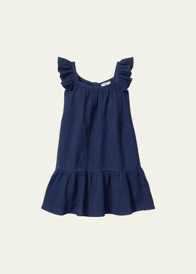 Petite Plume Girls' Celeste Cotton Nightdress - Little Kid, Big Kid In Navy