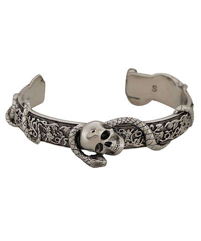 Alexander Mcqueen Skull And Snake Bracelet In Silver
