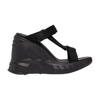 Givenchy Marshmallow Sandals In Leather And Canvas In Noir