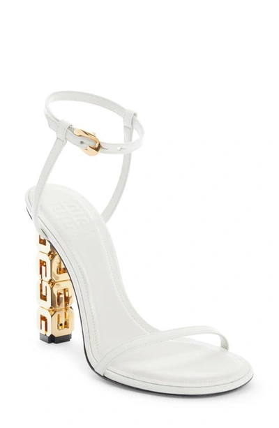 Givenchy G Cube Lambskin Ankle-strap Sandals In White Gold
