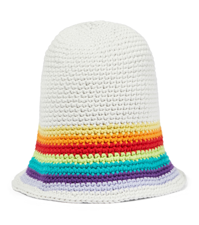 Loewe Rainbow Crochet Bucket Hat In White