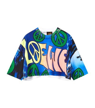 Loewe + Paula's Ibiza Cropped Printed Cotton-jersey T-shirt In Multicolour