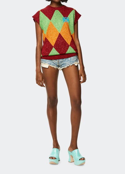 Loewe X Paula's Ibiza Anagram Lurex Vest In Red/green/orange