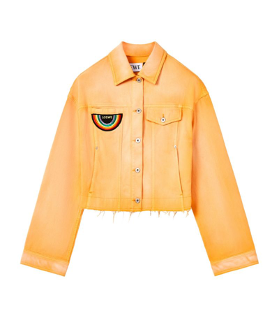 Loewe X Paula's Ibiza Cropped Denim Jacket In Mandarin