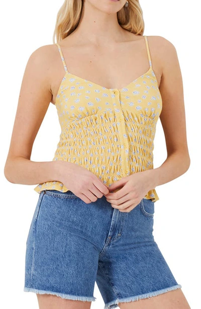 French Connection Peony Doria Shirred Camisole In Golden Glaze Multi