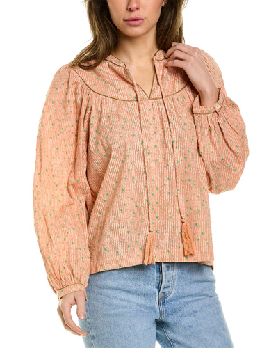 Joie Keena Long Sleeve Cotton Top In Tan In Pink