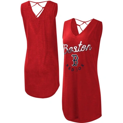 G-iii 4her By Carl Banks Red Boston Red Sox Game Time Slub Beach V-neck Cover-up Dress