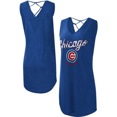 G-iii 4her By Carl Banks Royal Chicago Cubs Game Time Slub Beach V-neck Cover-up Dress