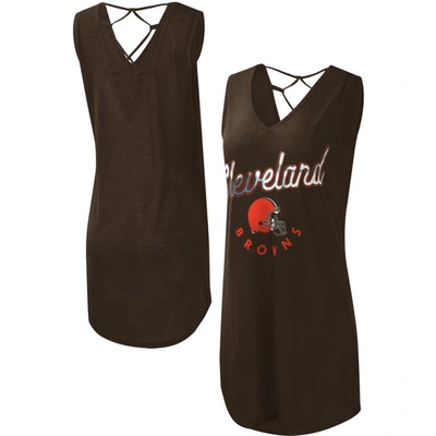 G-iii 4her By Carl Banks Brown Cleveland Browns Game Time Swim V-neck Cover-up Dress
