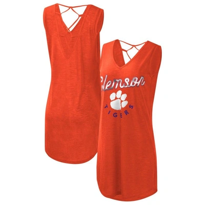 G-iii 4her By Carl Banks Orange Clemson Tigers Game Time Burnout Cover-up V-neck Dress