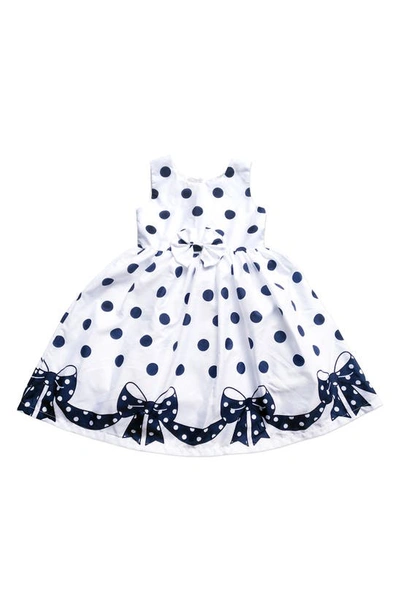 Joe-ella Kids' Bow Dot Print Dress In White