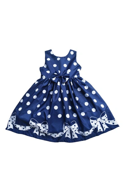 Joe-ella Kids' Bow Dot Print Dress In Navy