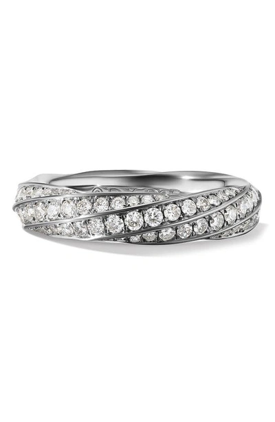 David Yurman Women's Cable Edge Band Ring In Sterling Silver With Pavé Diamonds