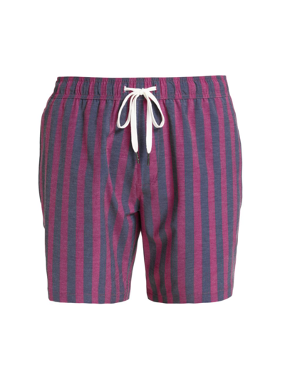 Saks Fifth Avenue Collection 2-way Stretch Beach Stripe Shorts In Navy Fuchsia