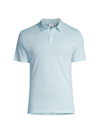 Onia Linen Polo Shirt In Fog Blue