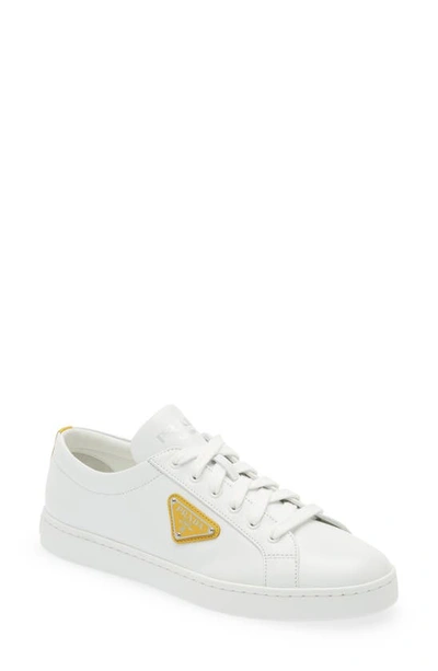 Prada Women's Logo-detailed Leather Low-top Sneakers In White