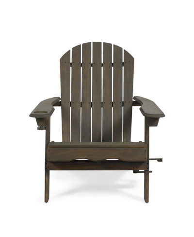 Noble House Bellwood Outdoor Acacia Folding Adirondack Chair In Dark Gray