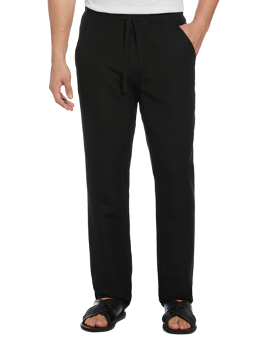 Cubavera Men's Big & Tall Linen Blend Core Drawstring Pant In Jet Black