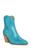 Betsey Johnson Diva Embellished Western Booties Women's Shoes In Light Turquoise