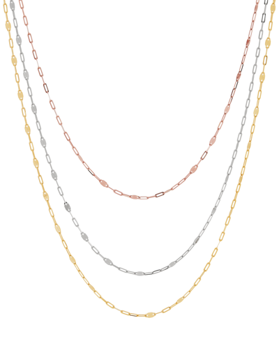 Macy's Mirror Link 18" Layered Necklace In 10k Tricolor Gold