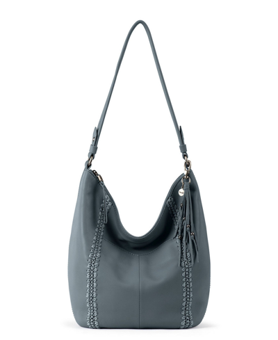 The Sak Women's Sequoia Leather Hobo Bag In Dusty Blue Crochet