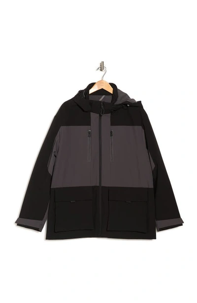 Cole Haan Outerwear Hooded Jacket In Magnet/ Black