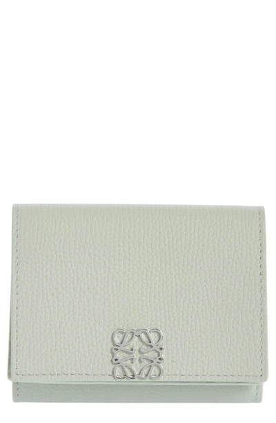 Loewe Anagram-embellished Grained Leather Wallet In Light Celadon