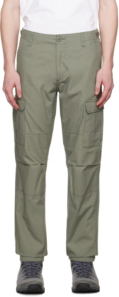 Carhartt Straight-leg Cargo Trousers In 1nd Smoke Green
