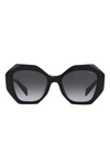Prada 53mm Gradient Angular Sunglasses In Black/ Grey Gradient