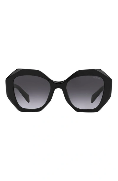 Prada 53mm Gradient Angular Sunglasses In Black/ Grey Gradient