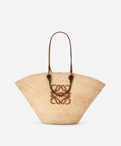 Loewe X Paula's Ibiza Large Anagram Basket Bag In Natural / Tan
