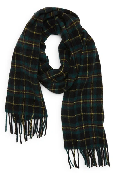 Drake's Plaid Wool Scarf In Blue Multicolour