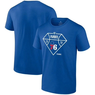 Fanatics Branded Royal Philadelphia 76ers 2022 Nba Playoffs Diamond Tip Off T-shirt