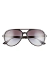Ray Ban 57mm Gradient Aviator Sunglasses In Black / Grey Gradient