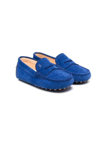 Tod's Kids' Gommino Suede Mocassin Loafers In Blue