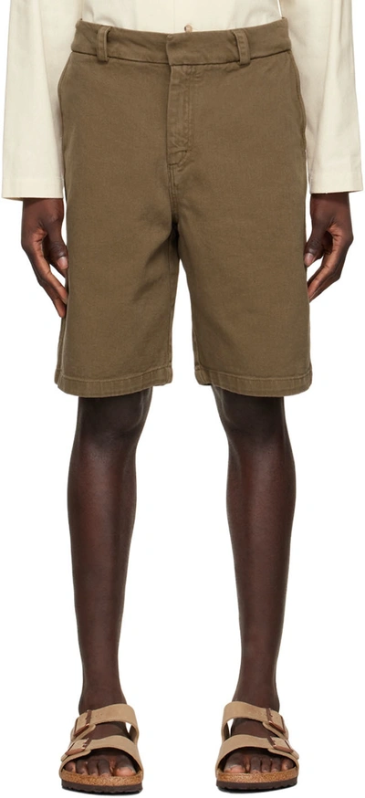 Another Aspect Brown Cotton Shorts In Teak