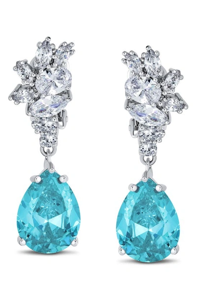 Bling Jewelry Teardrop Cz Chandelier Drop Earrings In Blue