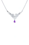 Bling Jewelry Sterling Silver Celtic Knot Cz Teardrop Neckace In Purple