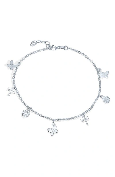 Bling Jewelry Sterling Silver Butterfly & Dragonfly Anklet