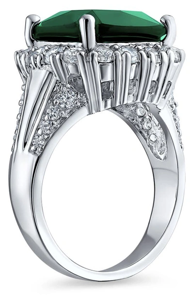 Bling Jewelry Solitaire Cz Imitation Emerald Ring In Silver