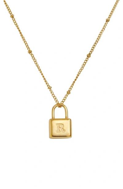 Savvy Cie Jewels Initial Lock Pendant Necklace In Gold - R
